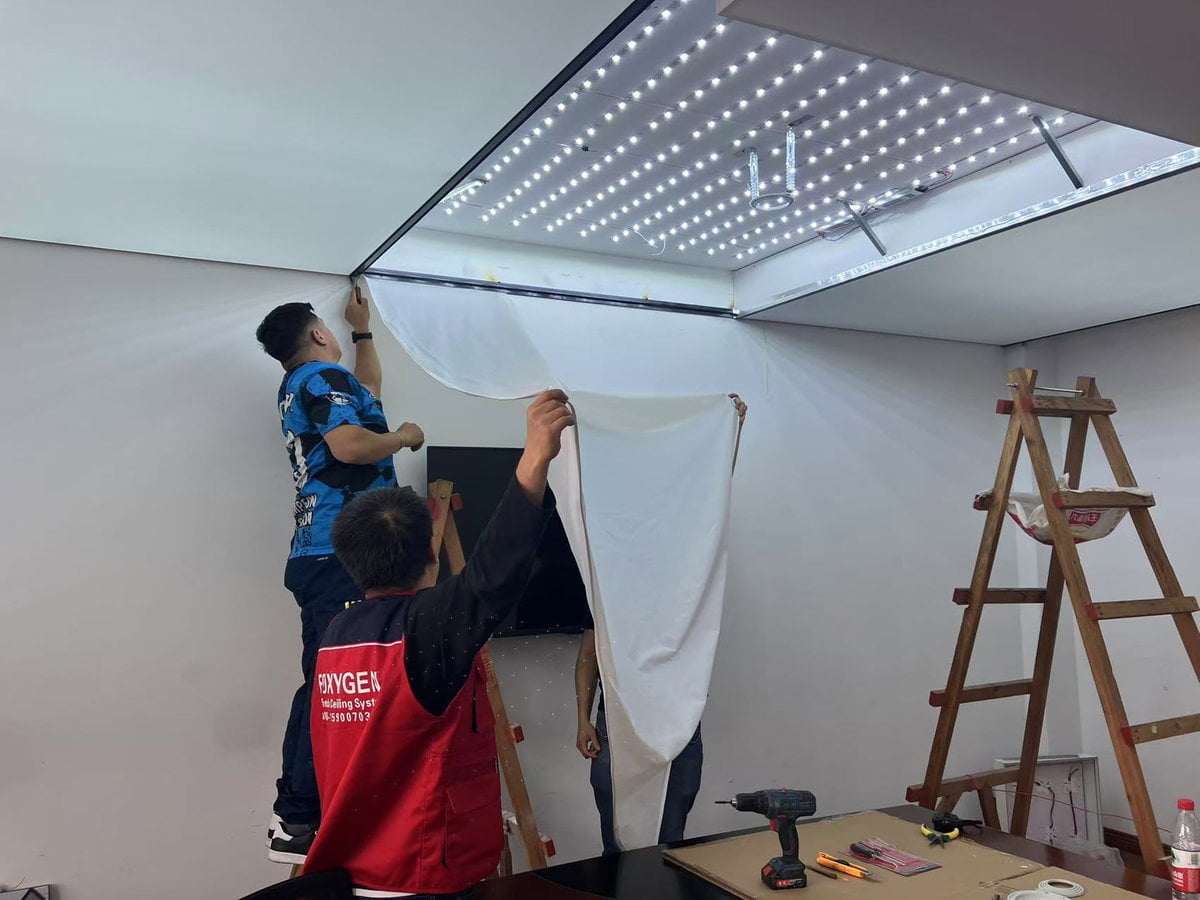 Stretch ceiling installation training session